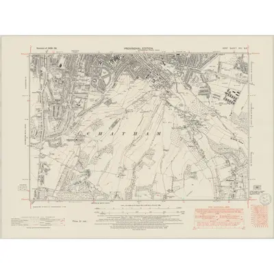 1938 Map of Kent XIX.SE, 1950 Print