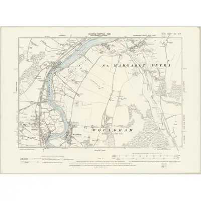 1895 Map of Kent XIX.SW, 1898 Print