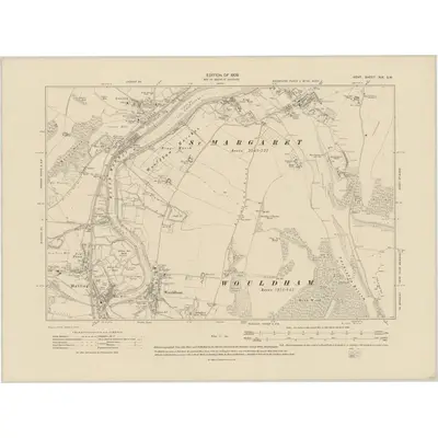 1906 Map of Kent XIX.SW, 1909 Print