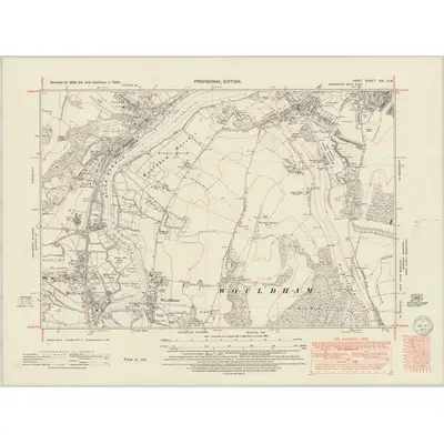 1938 Map of Kent XIX.SW, 1950 Print