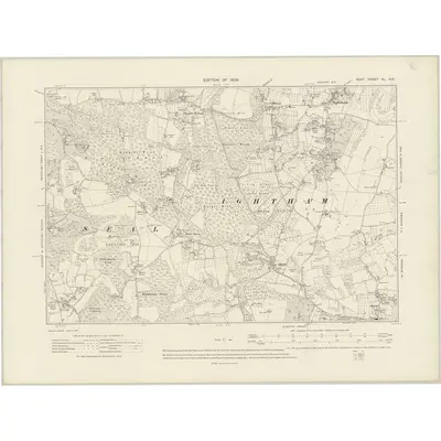 1907 Map of Kent XL.NE, 1909 Print