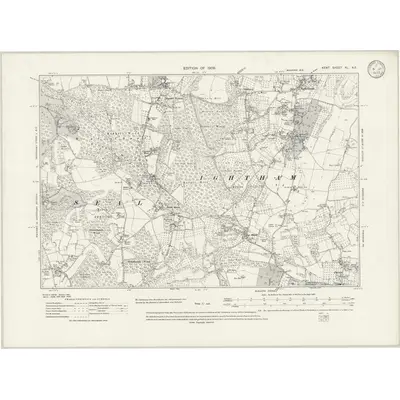 1907 Map of Kent XL.NE, 1933 Print