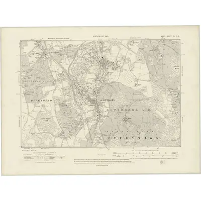 1907 Map of Kent XL.NW, 1910 Print
