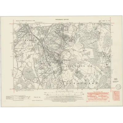 1938 Map of Kent XL.NW, 1950 Print