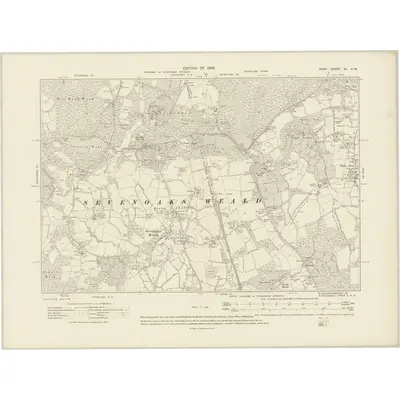 1907 Map of Kent XL.SW, 1909 Print