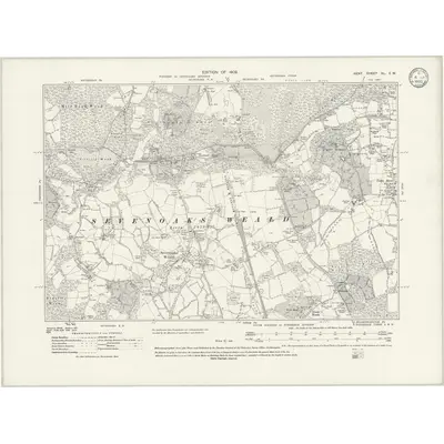 1907 Map of Kent XL.SW, 1933 Print