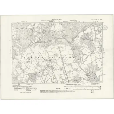 1907 Map of Kent XL.SW, 1939 Print