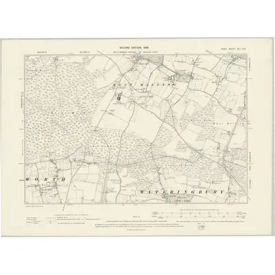 1895 Map of Kent XLI.NE, 1898 Print