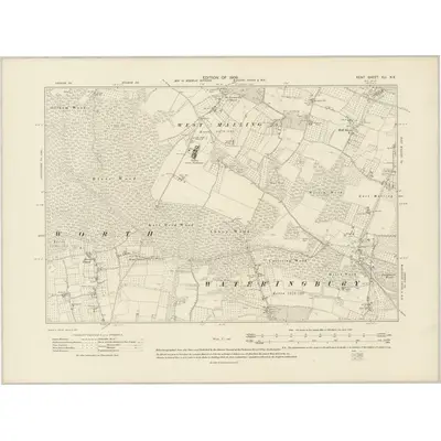 1907 Map of Kent XLI.NE, 1909 Print