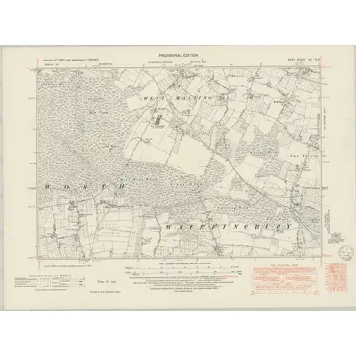 1936 Map of Kent XLI.NE, 1949 Print