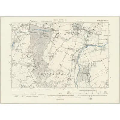 1895 Map of Kent XLI.SE, 1898 Print