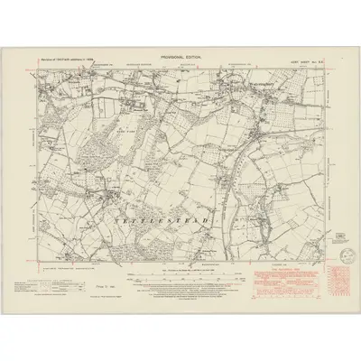 1938 Map of Kent XLI.SE, 1950 Print