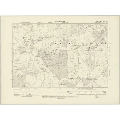 1907 Map of Kent XLI.SW, 1909 Print