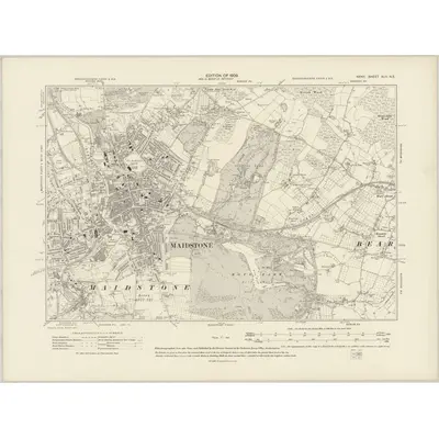 1907 Map of Kent XLII.NE, 1909 Print