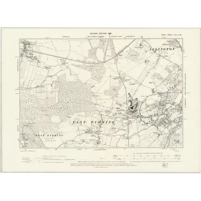 1895 Map of Kent XLII.NW, 1898 Print