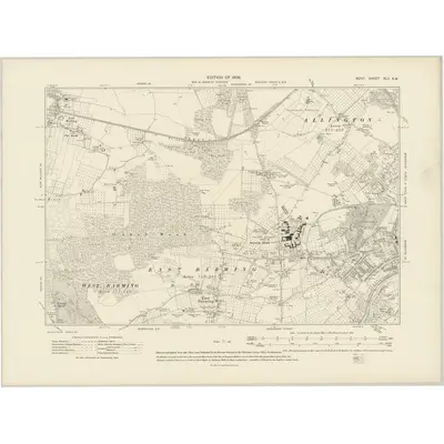 1907 Map of Kent XLII.NW, 1909 Print