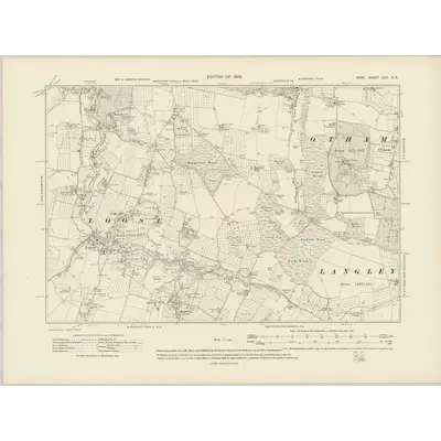 1906 Map of Kent XLII.SE, 1909 Print