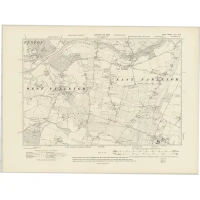 1907 Map of Kent XLII.SW, 1909 Print