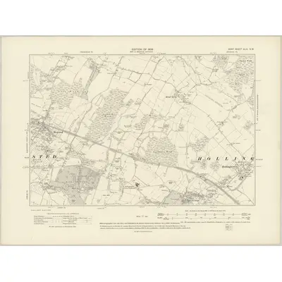 1906 Map of Kent XLIII.NW, 1909 Print