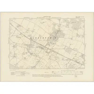 1907 Map of Kent XLIII.SE, 1909 Print