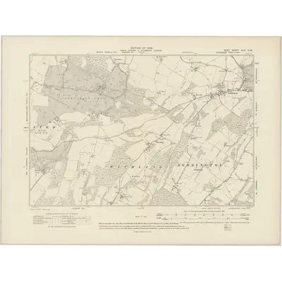 1906 Map of Kent XLIV.NW, 1909 Print