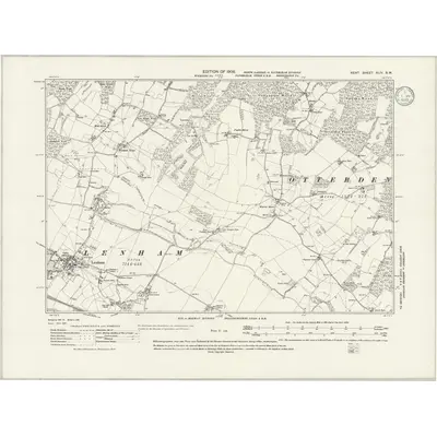 1906 Map of Kent XLIV.SW, 1933 Print
