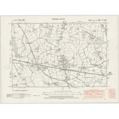1936 Map of Kent XLIX.NW, 1947 Print