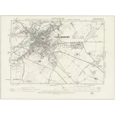 1896 Map of Kent XLVI.NE, 1899 Print