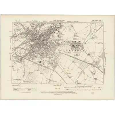 1906 Map of Kent XLVI.NE, 1908 Print