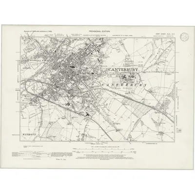 1938 Map of Kent XLVI.NE, 1945 Print