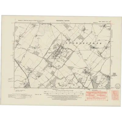 1938 Map of Kent XLVII.SE, 1951 Print