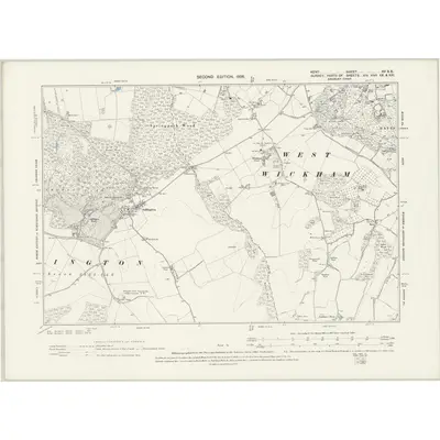 1895 Map of Kent XV.SE, 1898 Print