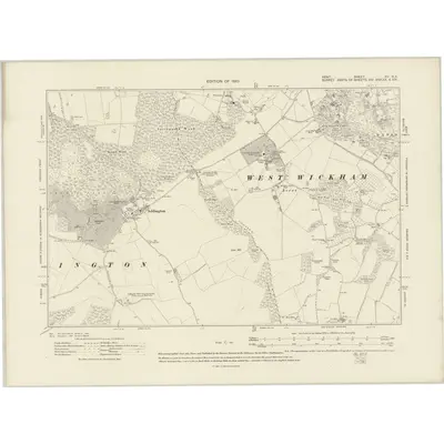 1907 Map of Kent XV.SE, 1910 Print