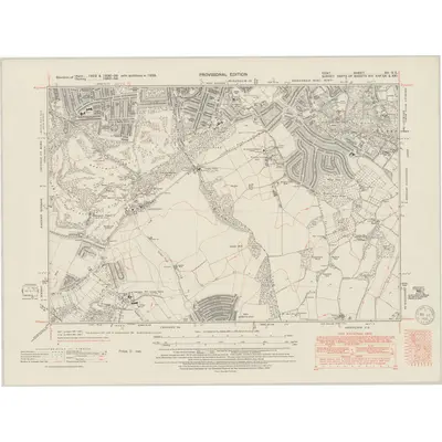1938 Map of Kent XV.SE, 1950 Print