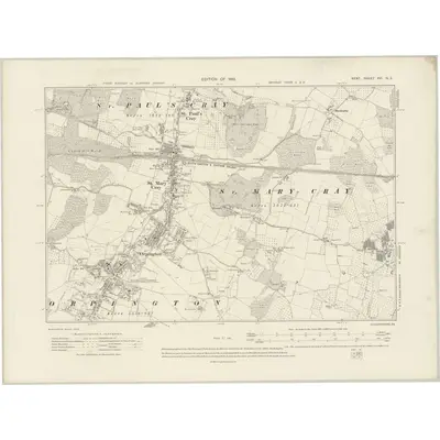 1907 Map of Kent XVI.NE, 1910 Print