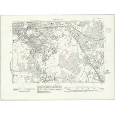 1930 Map of Kent XVI.NW, 1938 Print
