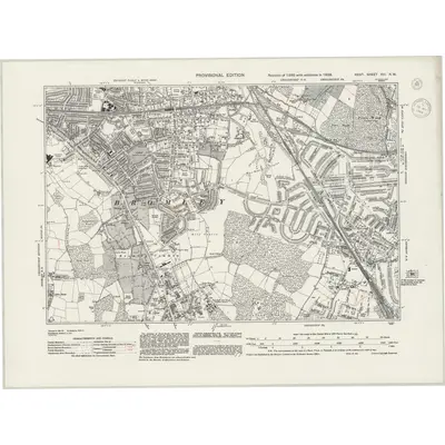 1938 Map of Kent XVI.NW, 1944 Print