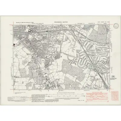 1938 Map of Kent XVI.NW, 1945 Print