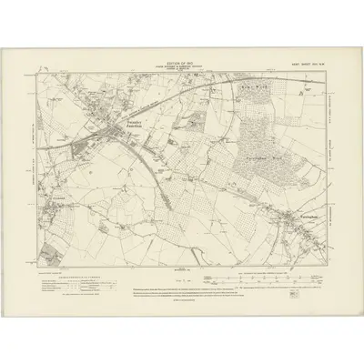 1907 Map of Kent XVII.NW, 1910 Print
