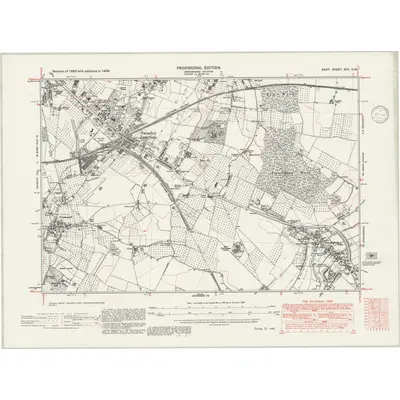 1938 Map of Kent XVII.NW, 1946 Print