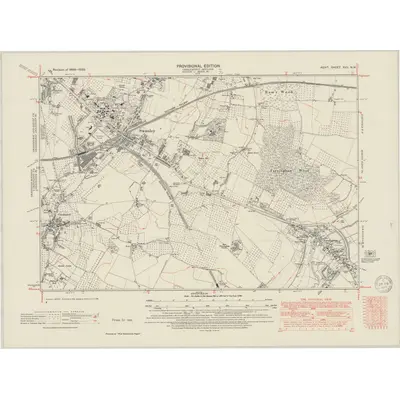 1938 Map of Kent XVII.NW, 1950 Print