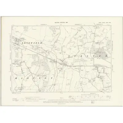 1895 Map of Kent XVIII.NW, 1897 Print