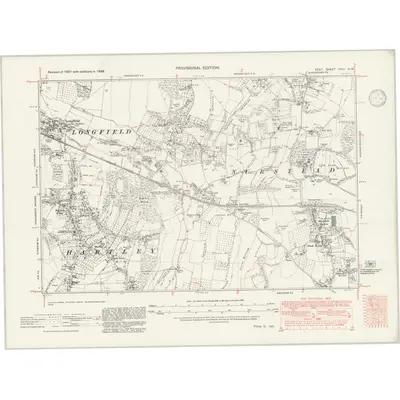 1938 Map of Kent XVIII.NW, 1946 Print