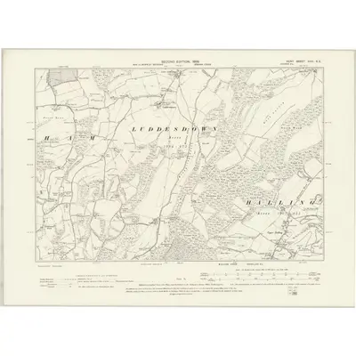 1895 Map of Kent XVIII.SE, 1898 Print