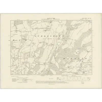 1907 Map of Kent XVIII.SE, 1909 Print