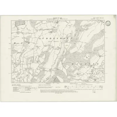 1907 Map of Kent XVIII.SE, 1933 Print