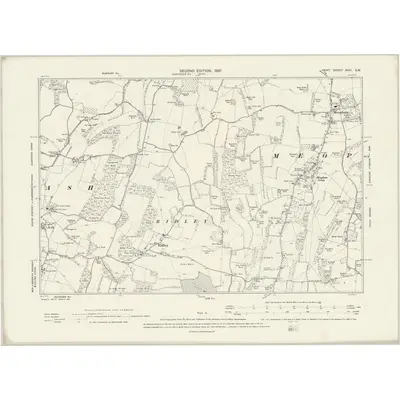 1895 Map of Kent XVIII.SW, 1897 Print