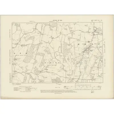 1907 Map of Kent XVIII.SW, 1909 Print