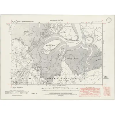1938 Map of Kent XX.NE, 1946 Print