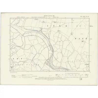 1896 Map of Kent XXI.NE, 1898 Print